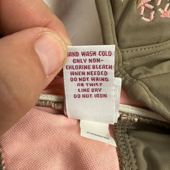 Candies Swim XL Olive Bikini Top With Peach Embroidery & Halter Straps - Picture 7 of 7